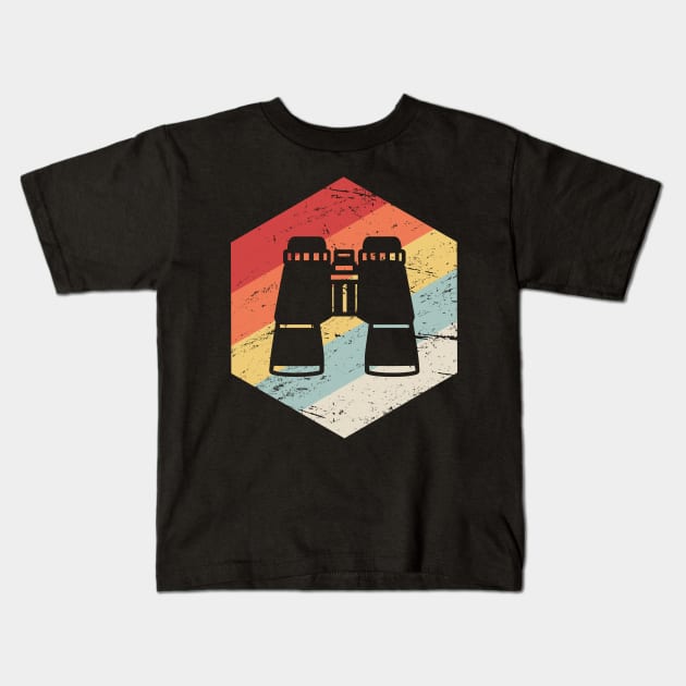 Retro Birding Binoculars | Bird Watching Kids T-Shirt by MeatMan